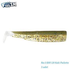 Fiiish BM120/3 BM197 3 Adet Yedek Gövde Kaki Pailette Silikon Suni Balık Yemi