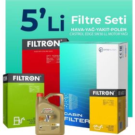 Filtron Audi A5 2.0 Dizel Castrol Motor Yağlı 2017-2021 5'li Filtre Bakım Seti