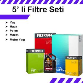Filtron Audi A5 2.0 Dizel Motul Motor Yağlı 2017-2021 5'li Filtre Bakım Seti