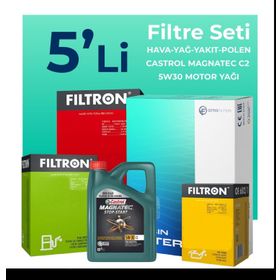 Filtron Citroen Jumper 2.2 Dizel Castrol Motor Yağlı 2014-2016 5'li Filtre Bakım Seti