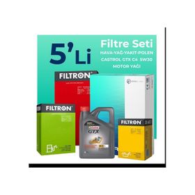 Filtron Dacia Dokker 1.5 Dizel Castrol Motor Yağlı 2012-2018 5'li Filtre Bakım Seti