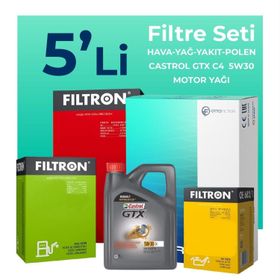 Filtron Dacia Logan 1.5 Dizel Castrol Motor Yağlı 2008-2012 5'li Filtre Bakım Seti