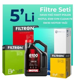 Filtron Dacia Logan 1.5 Dizel Motul Motor Yağlı 2012-2018 5'li Filtre Bakım Seti