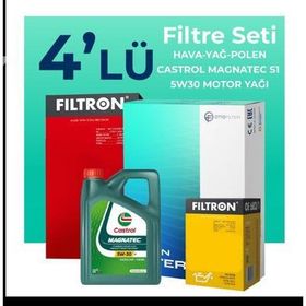 Filtron Fiat 500L 1.3 Dizel Castrol Motor Yağlı 2009-2018 4'lü Filtre Bakım Seti