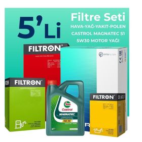 Filtron Fiat Doblo 1.6 Dizel Castrol Motor Yağlı 2015-2023 5'li Filtre Bakım Seti
