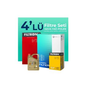 Filtron Fiat Punto 1.4 Benzinli Castrol Motor Yağlı 2005-2011 4'lü Filtre Bakım Seti