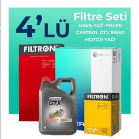 Filtron Fiat Punto Evo 1.4 Benzinli Castrol Motor Yağlı 2008-2015 4'lü Filtre Bakım Seti
