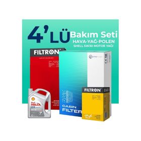 Filtron Ford Fiesta 1.25 Benzin Shell Motor Yağlı Bakım Seti 2008-2017 4'lü Filtre Bakım Seti