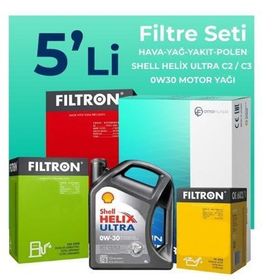 Filtron Ford Fiesta 1.5 Dizel Shell Motor Yağlı 2017-2020 5'li Filtre Bakım Seti