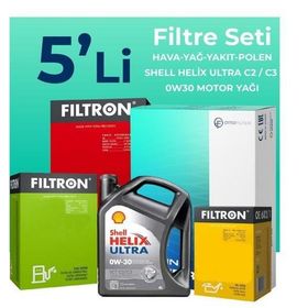 Filtron Ford Fiesta 1.5 Dizel Shell Motor Yağlı 2017-2020 5'li Filtre Bakım Seti