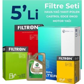 Filtron Ford Focus 1.5 Dizel Manuel Castrol Motor Yağlı 2018-2024 5'li Filtre Bakım Seti