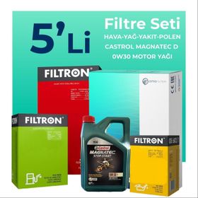 Filtron Ford Tourneo Custom 2.0 Dizel Castrol Motor Yağlı 2015-2023 5'li Filtre Bakım Seti