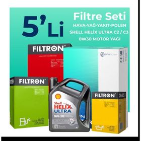 Filtron Ford Transit Custom 2.0 Dizel Shell Motor Yağlı 2015-2023 5'li Filtre Bakım Seti