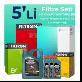 Filtron Mitsubishi L200 2.5 Dizel Castrol Motor Yağlı 2008-2015 5'li Filtre Bakım Seti