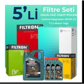 Filtron Mitsubishi L200 2.5 Dizel Castrol Motor Yağlı 2008-2015 5'li Filtre Bakım Seti