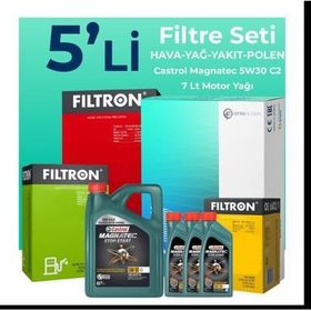 Filtron Mitsubishi L200 2.5 Dizel Castrol Motor Yağlı 2008-2015 5'li Filtre Bakım Seti