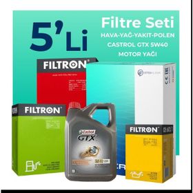 Filtron Nissan Qashqai 2.0 Dizel Castrol Motor Yağlı 2007-2013 5'li Filtre Bakım Seti