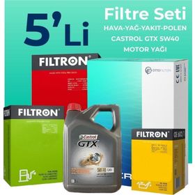 Filtron Nissan Qashqai 2.0 Dizel Castrol Motor Yağlı 2007-2013 5'li Filtre Bakım Seti