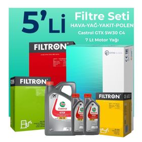 Filtron Nissan Skystar 2.5 Dizel Castrol Motor Yağlı 2008-2012 5'li Filtre Bakım Seti