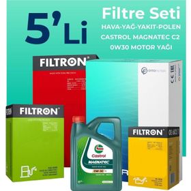 Filtron Opel Crossland 1.6 Dizel Castrol Motor Yağlı 2017-2022 5'li Filtre Bakım Seti