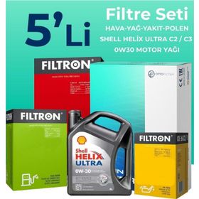 Filtron Opel Crossland 1.6 Dizel Shell Motor Yağlı 2017-2022 5'li Filtre Bakım Seti