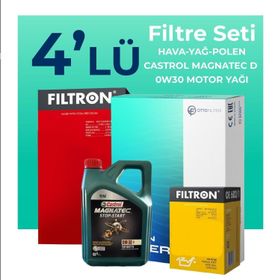 Filtron Peugeot 2008 1.2 VTi Castrol Motor Yağlı 2013-2018 4'lü Filtre Bakım Seti