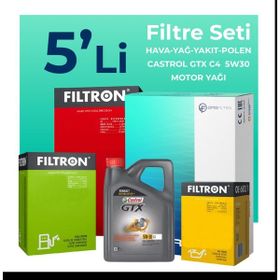 Filtron Renault Megane 2 1.5 Dizel Castrol Motor Yağlı 2002-2010 5'li Filtre Bakım Seti