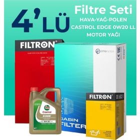Filtron Volvo V90 2.0 D5 Dizel Castrol Motor Yağlı 2018-2020 4'lü Filtre Bakım Seti
