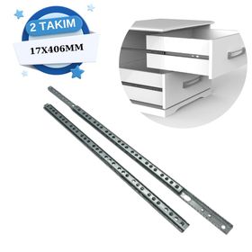 Fimax 17 mm 40.6 cm Gömme İnce Teleskopik Bilyeli 2 Takım Dolap Çekmece Rayı