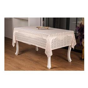 Finezza 1290 155x220 cm Lilyum Lüx Raşel Dantel Bej Masa Örtüsü