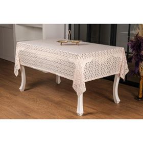Finezza 1290 155x220 cm Lilyum Lüx Raşel Dantel Bej Masa Örtüsü