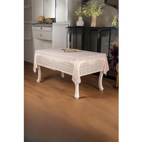 Finezza 1290 155x220 cm Lilyum Lüx Raşel Dantel Bej Masa Örtüsü