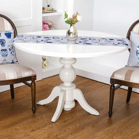 Finezza 1372 3 Parça Krem Mavi Vista Baskılı Kumaş Runner ve Kırlent Seti