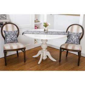 Finezza 1377 3 Parça Siyah Beyaz Kumaşlı Zebra Baskılı Runner ve Kırlent Seti