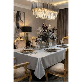Finezza 140x200 cm Kristal Monoray Kumaş Açık Gri Dikdörtgen Masa Örtüsü
