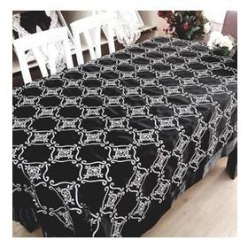 Finezza 150x200 cm İncili İpek Saten kumaş Siyah Masa Örtüsü