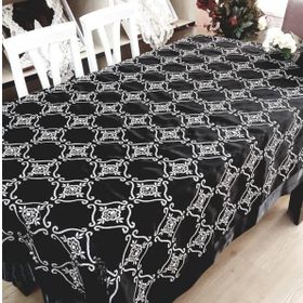 Finezza 150x200 cm İncili İpek Saten kumaş Siyah Masa Örtüsü