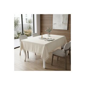 Finezza 150x210 cm Asos Keten Polyester Jakarlı Kumaş Krem Masa Örtüsü