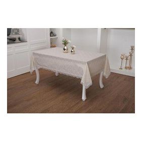 Finezza 150x210 cm Asos Keten Polyester Jakarlı Kumaş Krem Masa Örtüsü