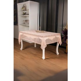 Finezza 155x220 cm Ayçiçeği Lüx Raşel Dantel Pembe Masa Örtüsü
