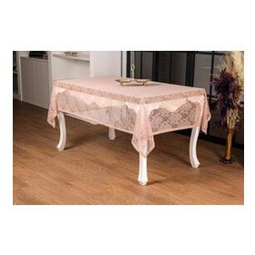 Finezza 155x220 cm Damask Lüx Raşel Dantel Pembe Masa Örtüsü