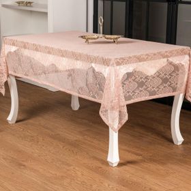 Finezza 155x220 cm Damask Lüx Raşel Dantel Pembe Masa Örtüsü