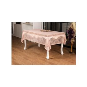 Finezza 155x220 cm Damask Lüx Raşel Dantel Pembe Masa Örtüsü