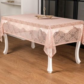 Finezza 155x220 cm Damask Lüx Raşel Dantel Pembe Masa Örtüsü