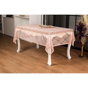 Finezza 155x220 cm Damask Lüx Raşel Dantel Pembe Masa Örtüsü