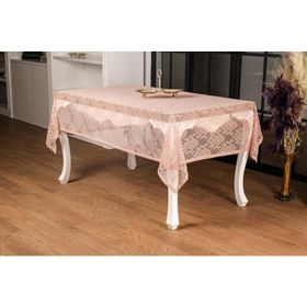 Finezza 155x220 cm Damask Lüx Raşel Dantel Pembe Masa Örtüsü