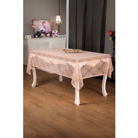 Finezza 155x220 cm Damask Lüx Raşel Dantel Pembe Masa Örtüsü