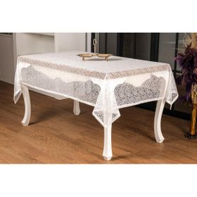 Finezza 155x220 cm Şal Lüx Raşel Dantel Krem Masa Örtüsü