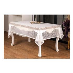 Finezza 155x220 cm Şal Lüx Raşel Dantel Krem Masa Örtüsü
