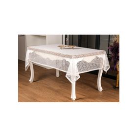 Finezza 155x220 cm Şal Lüx Raşel Dantel Krem Masa Örtüsü